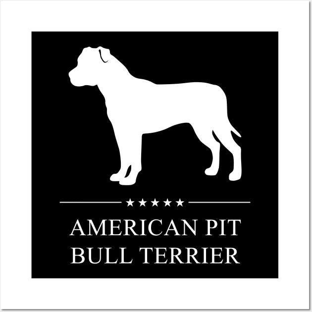 American Pit Bull Terrier Dog White Silhouette Wall Art by millersye